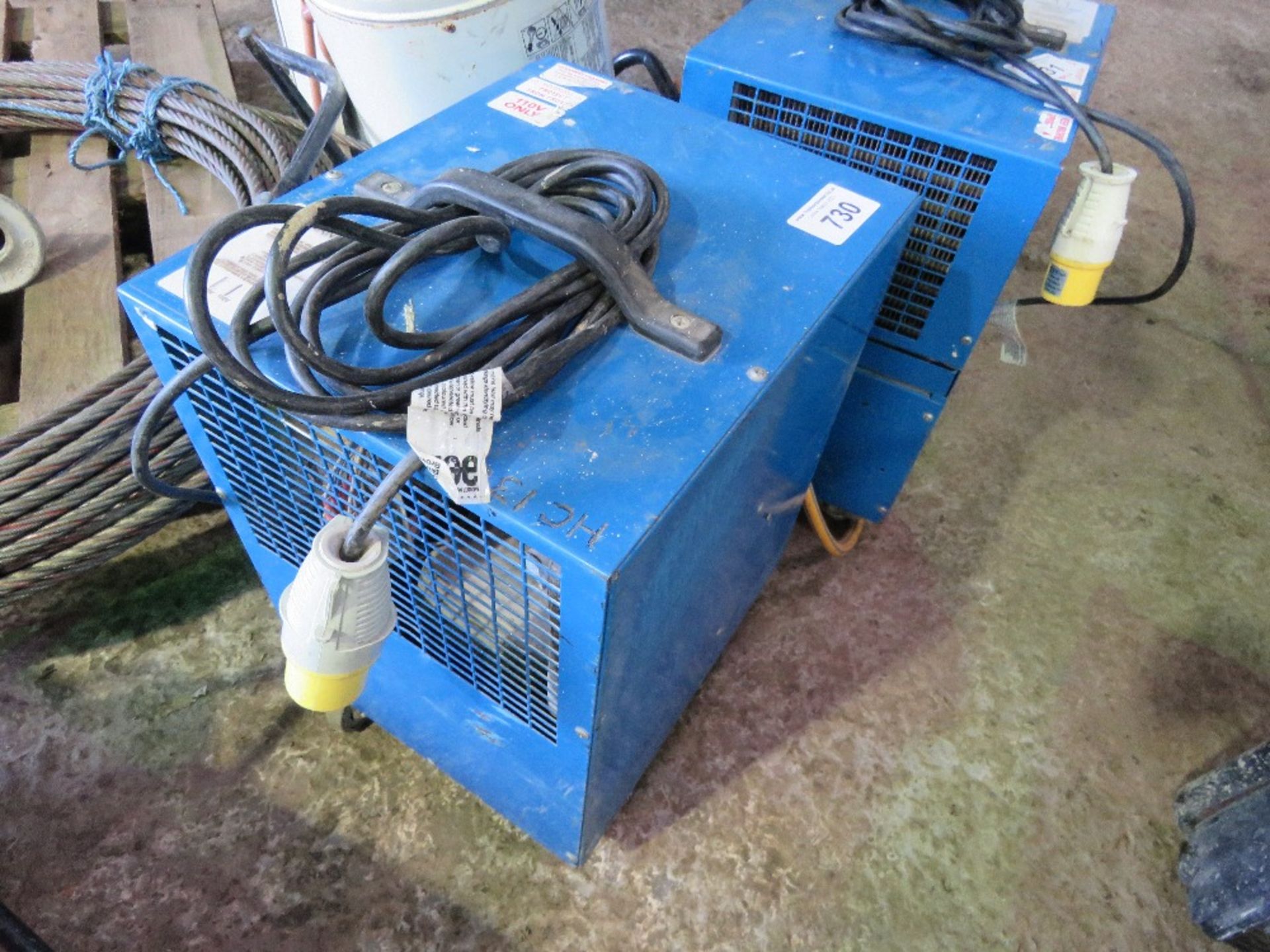 SMALL SIZED BLUE DEHUMIDIFIER UNIT, 110 VOLT POWERED.