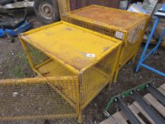 2 X YELLOW MESH SIDED WORKSHOP CABINETS.