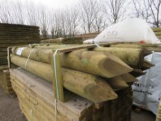 PACK OF 9 X TIMBER FENCE POSTS: 150MM DIAMETER X 2.1M LENGTH APPROX.