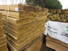 2 X PACKS OF PRESSURE TREATED HIT AND MISS FENCE CLADDING TIMBER BOARDS: 1.45M LENGTH X 100MM WIDTH