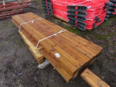 PACK OF APPROXIMATELY 17NO 3 X 3 TIMBER POSTS, 2.4M LENGTH APPROX. THIS LOT IS SOLD UNDER THE AUC