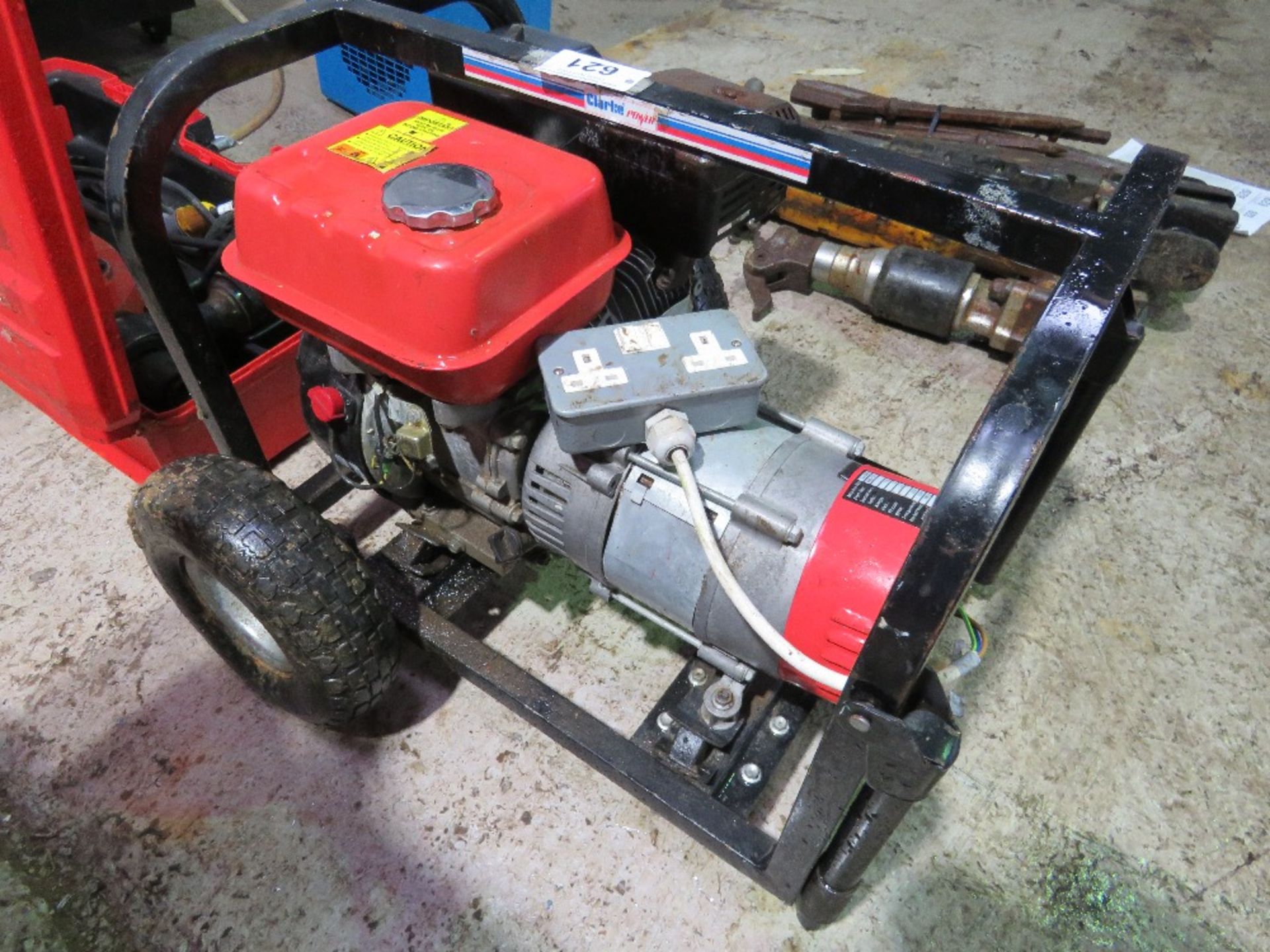 CLARKE PETROL ENGINED GENERATOR ON WHEELS, 240VOLT OUTPUT. THIS LOT IS SOLD UNDER THE AUCTIONEERS - Image 3 of 3