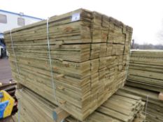 LARGE PACK OF TREATED FEATHER EDGE CLADDING BOARDS, 1.5M LENGTH X 100MM WIDTH APPROX.