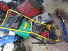 LAWNRAKE, GARDEN SHREDDER AND A CHAINSAW. THIS LOT IS SOLD UNDER THE AUCTIONEERS MARGIN SCHEME, T