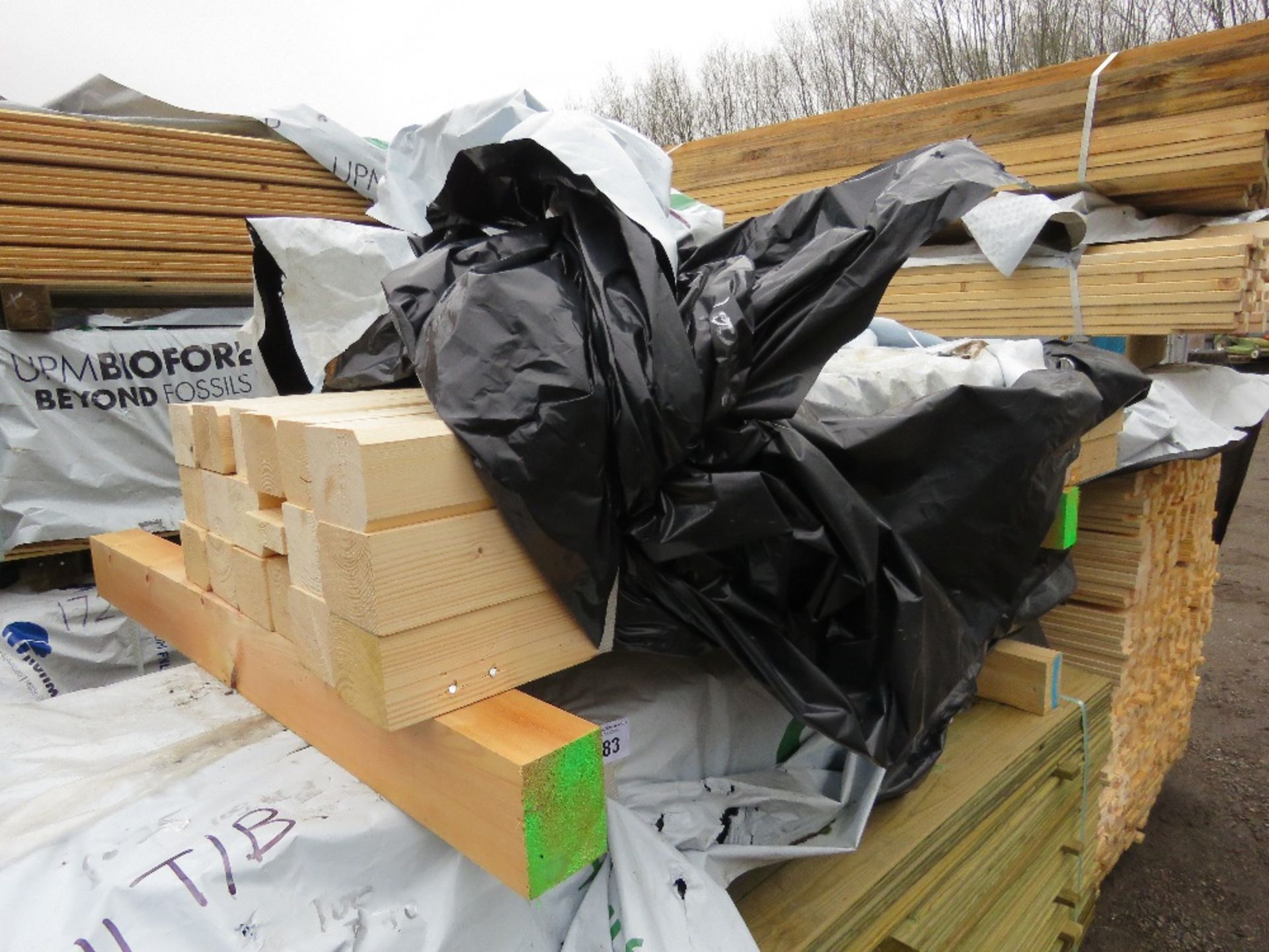 PACK OF 18NO UNTREATED TIMBER POSTS: 100MM X 70MM @ 1.45M LENGTH APPROX.