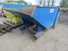 WHEELED FORKLIFT MOUNTED TIPPING SKIP, DtEC BRAND, ON WHEELS. LIGHT WEIGHT PREVIOUS USEAGE.