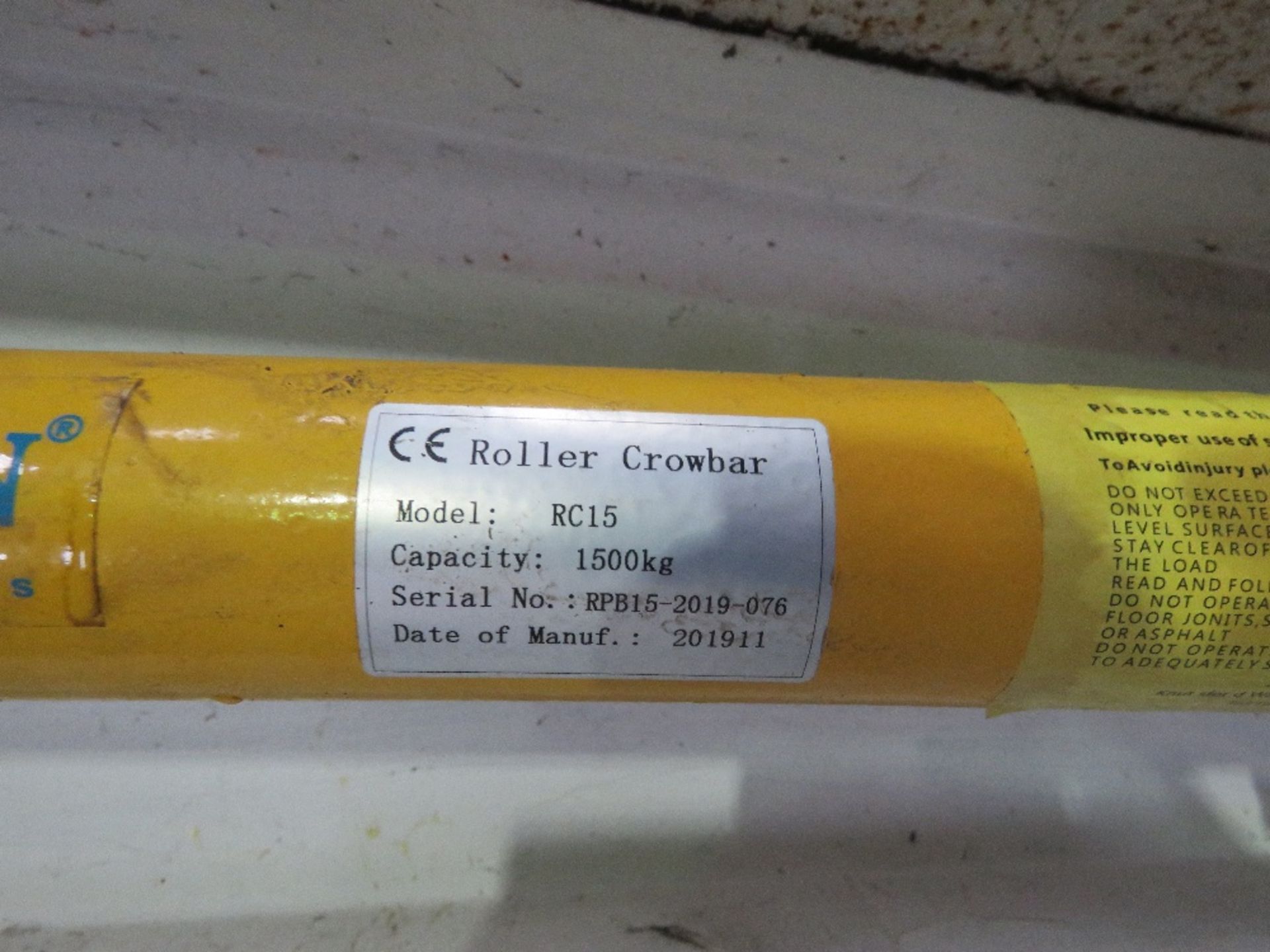 STEERMAN ROLLER CROWBAR. 1500KG RATED. THIS LOT IS SOLD UNDER THE AUCTIONEERS MARGIN SCHEME, THER - Bild 4 aus 4