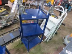 2 X SMALL WHEELED WORKSHOP TROLLEYS. THIS LOT IS SOLD UNDER THE AUCTIONEERS MARGIN SCHEME, THEREFO