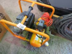 SMALL SIZED 110VOLT COMPRESSOR WITH HOSE. THIS LOT IS SOLD UNDER THE AUCTIONEERS MARGIN SCHEME, T