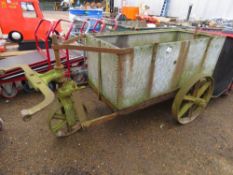 VINTAGE 3 WHEELED WATER CART (IDEAL GARDEN PLANTER) TANK SIZE IS 70CM X 150CM APPROX. THIS LOT I