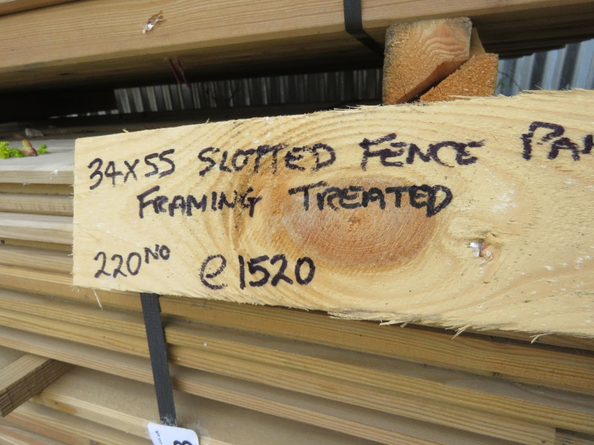 PACK OF TREATED TIMBER FENCE PANEL FRAME SLOTTED TIMBERS: 55MM X 35MM @ 1.5-1.7M LENGTH APPROX. - Image 3 of 3