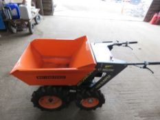 PETROL ENGINED POWER BARROW DUMPER, UNUSED. WHEN TESTED WAS SEEN TO RUN AND DRIVE.