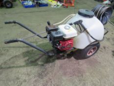 HONDA ENGINED POWER WASHER BARROW WITH HOSE, LANCE AND WATER TANK. WHEN TESTED WAS SEEN TO START AND