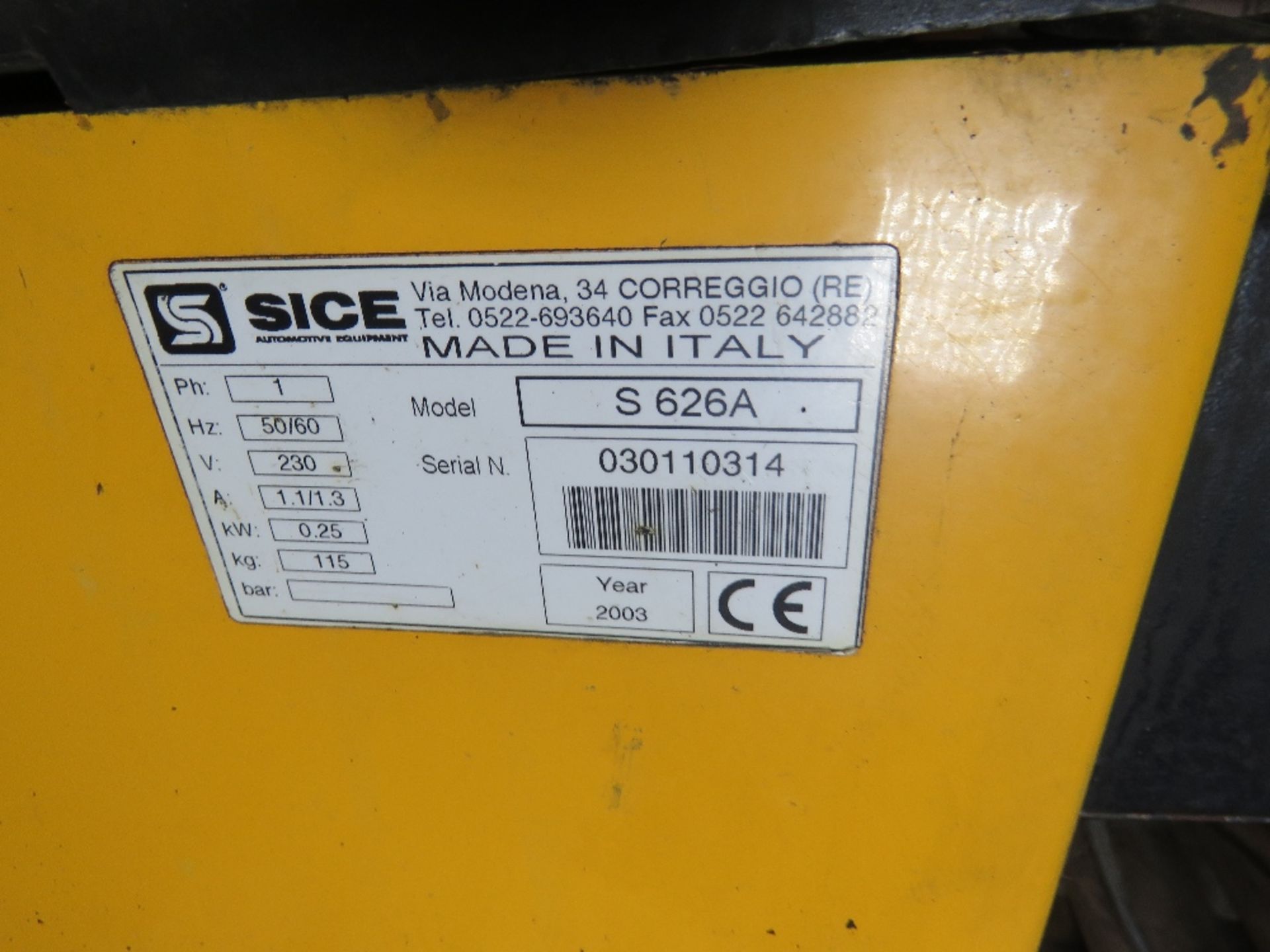 SICE 626 WHEEL BALANCER UNIT. THIS LOT IS SOLD UNDER THE AUCTIONEERS MARGIN SCHEME, THEREFORE NO VAT - Image 4 of 5