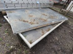 2 X METAL FRAMED GATES WITH PLASTIC TYPE CLADDING, IDEAL FOR LIVESTOCK, 7FT X 4FT APPROX.