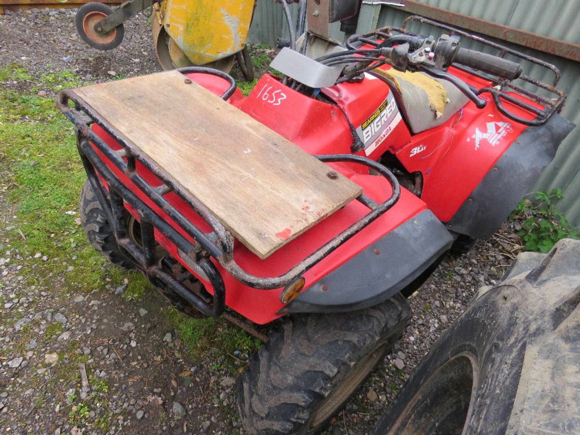 HONDA BIG RED 4WD PETROL ENGINED QUAD BIKE. WHEN TESTED WAS SEEN TO DRIVE, STEER AND BRAKE SOURCED F - Image 2 of 9