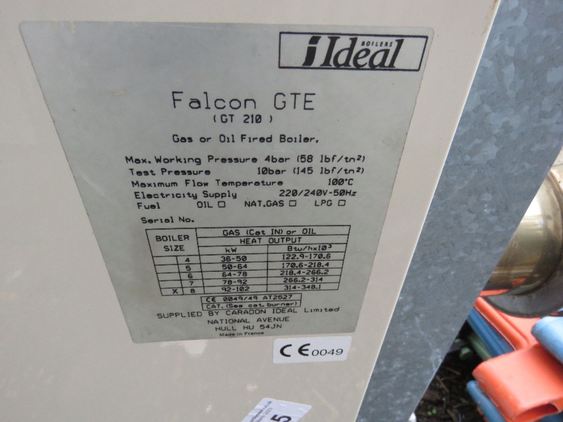 IDEAL FALCON GTE GT210 HEATER WITH CHIMNEY SECTIONS, PREVIOUSLY USED ON LIQUID FUEL. SOURCED FROM MU - Image 8 of 10