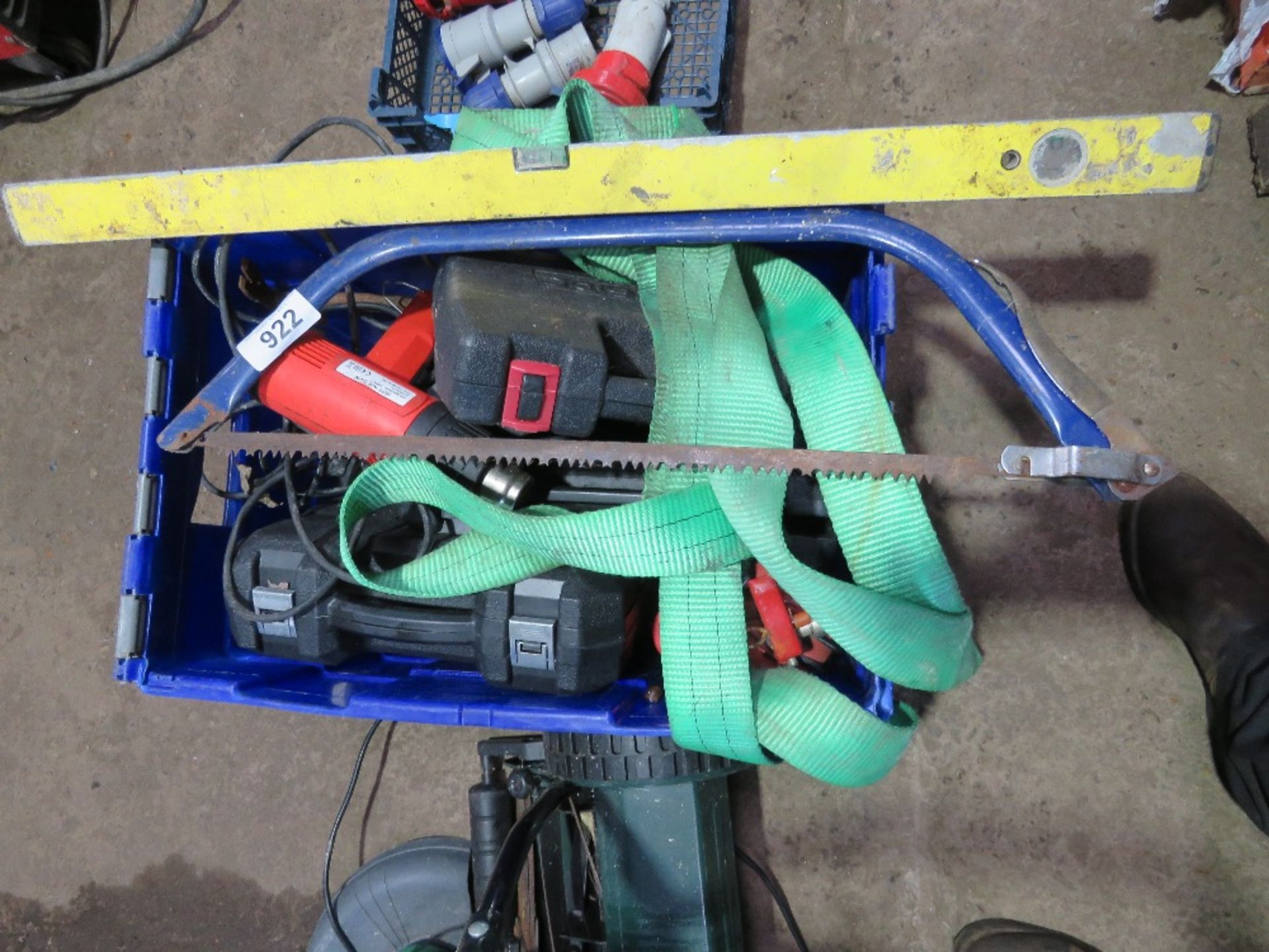 BOX OF ASSORTED POWER TOOLS AND SUNDRIES. THIS LOT IS SOLD UNDER THE AUCTIONEERS MARGIN SCHEME, T