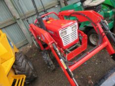 YANMAR YM1510D 4WD COMPACT TRACTOR WITH V1 FOREND LOADER PLUS A BALL HITCH TRAILER FRAME. SHOWING 22