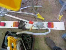 TRAILER LIGHT BOARD PLUS A HAND PUMP. THIS LOT IS SOLD UNDER THE AUCTIONEERS MARGIN SCHEME, THERE