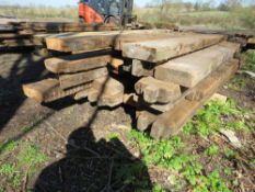 BUNDLE OF PRE-USED DENAILED TIMBERS / JOISTS : APPROXIMATE SIZES 9" WIDTH @ 11-13FT LENGTH BEING APP