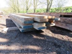 BUNDLE OF PRE-USED DENAILED TIMBERS / JOISTS : APPROXIMATE SIZES 8" WIDTH @ 11-13FT LENGTH BEING APP