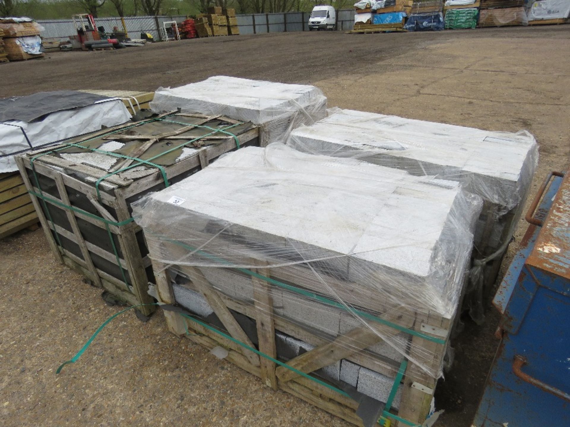 4 X STILLAGES OF MARBLE TYPE PAVERS, 200MM X 100MM X 60MM APPROX.