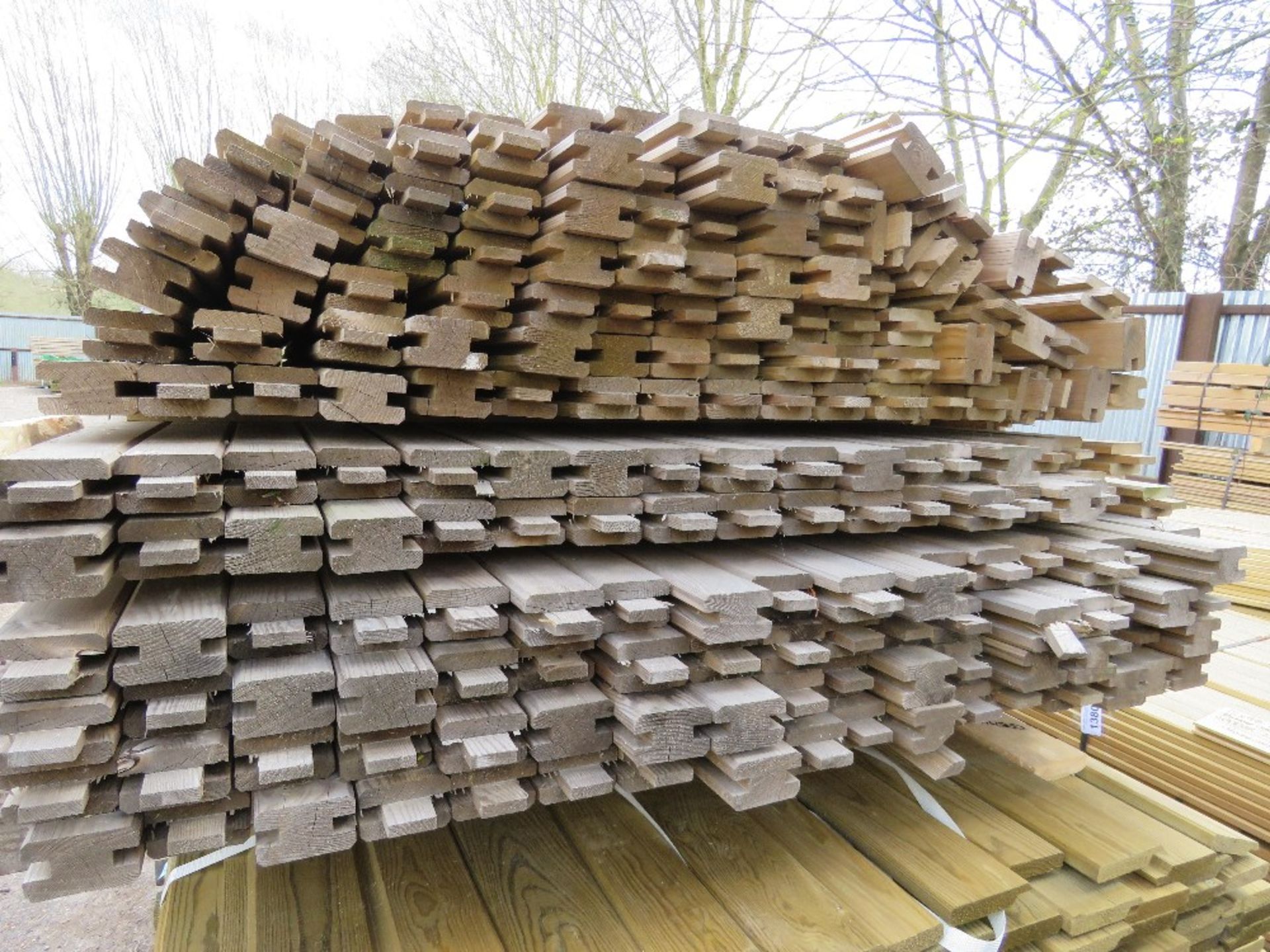 PACK OF TREATED TIMBER FENCE PANEL FRAME SLOTTED TIMBERS: 55MM X 35MM @ 1.4M-1.7M LENGTH APPROX. - Image 2 of 3
