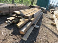 BUNDLE OF PRE-USED DENAILED TIMBERS / JOISTS : MIXED APPROXIMATE SIZES OF MAJORITY 5-7" WIDTH @ 8-13
