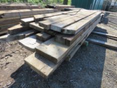BUNDLE OF PRE-USED DENAILED TIMBERS / JOISTS : APPROXIMATE SIZES MAJORITY 5-10" WIDTH @ 9-12FT LENGT