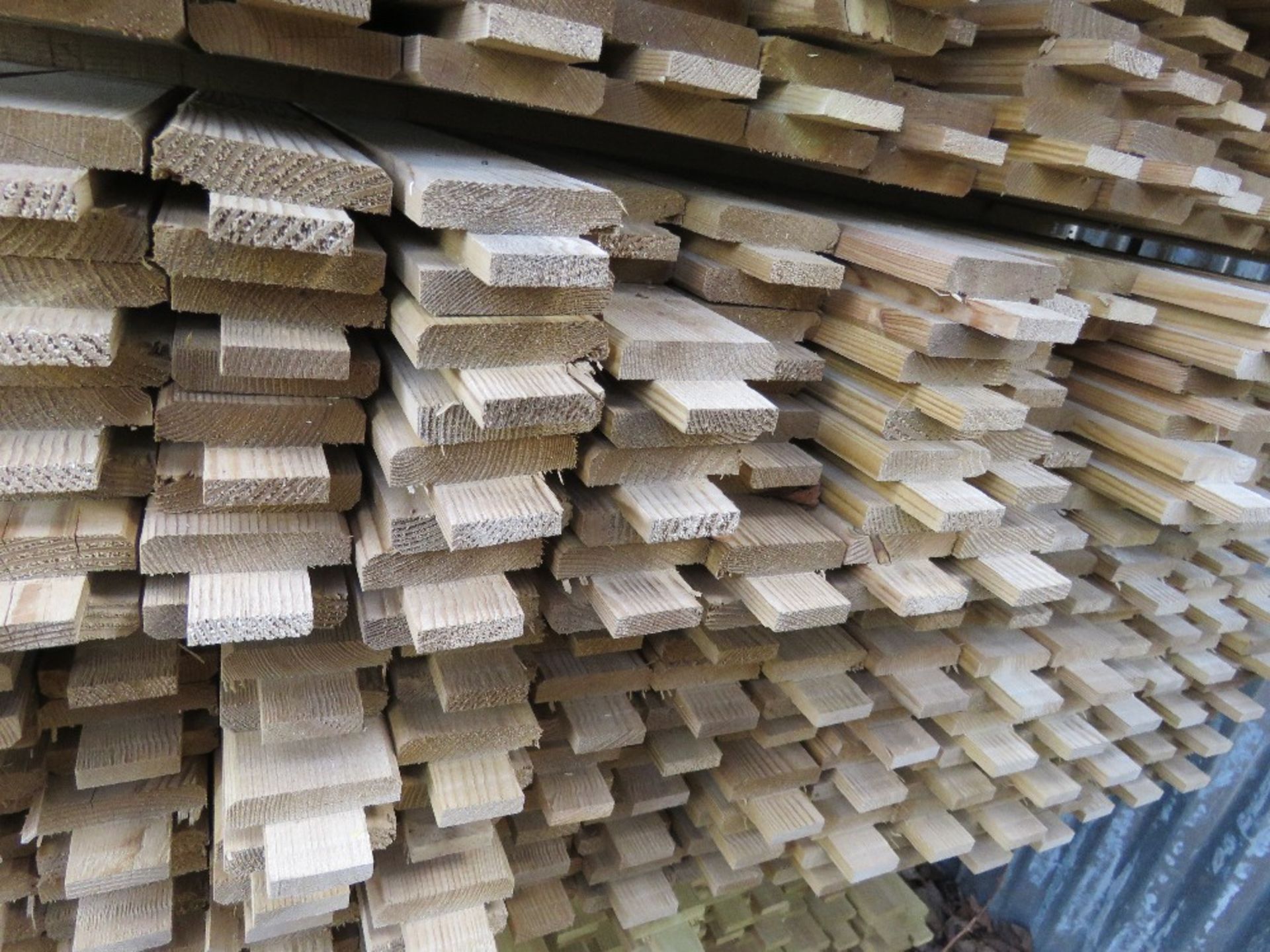 PACK OF TREATED TIMBER FENCE PANEL FRAME SLOTTED TIMBERS: 55MM X 35MM @ 1.5-1.7M LENGTH APPROX. - Image 2 of 3