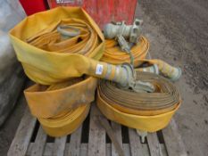 4NO LAYFLAT WATER PUMP HOSES, 4" DIAMETER PLUS A FILTER END.