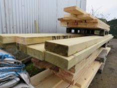 PALLET CONTAINING 9" X 3" TIMBERS: 6@4.8M PLUS 2@2.1M LENGTH APPROX. SOURCED FROM DEMOLITION OF IN