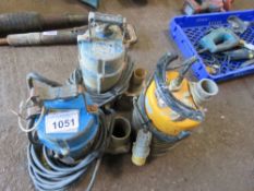 3 X SUBMERSIBLE WATER PUMPS.