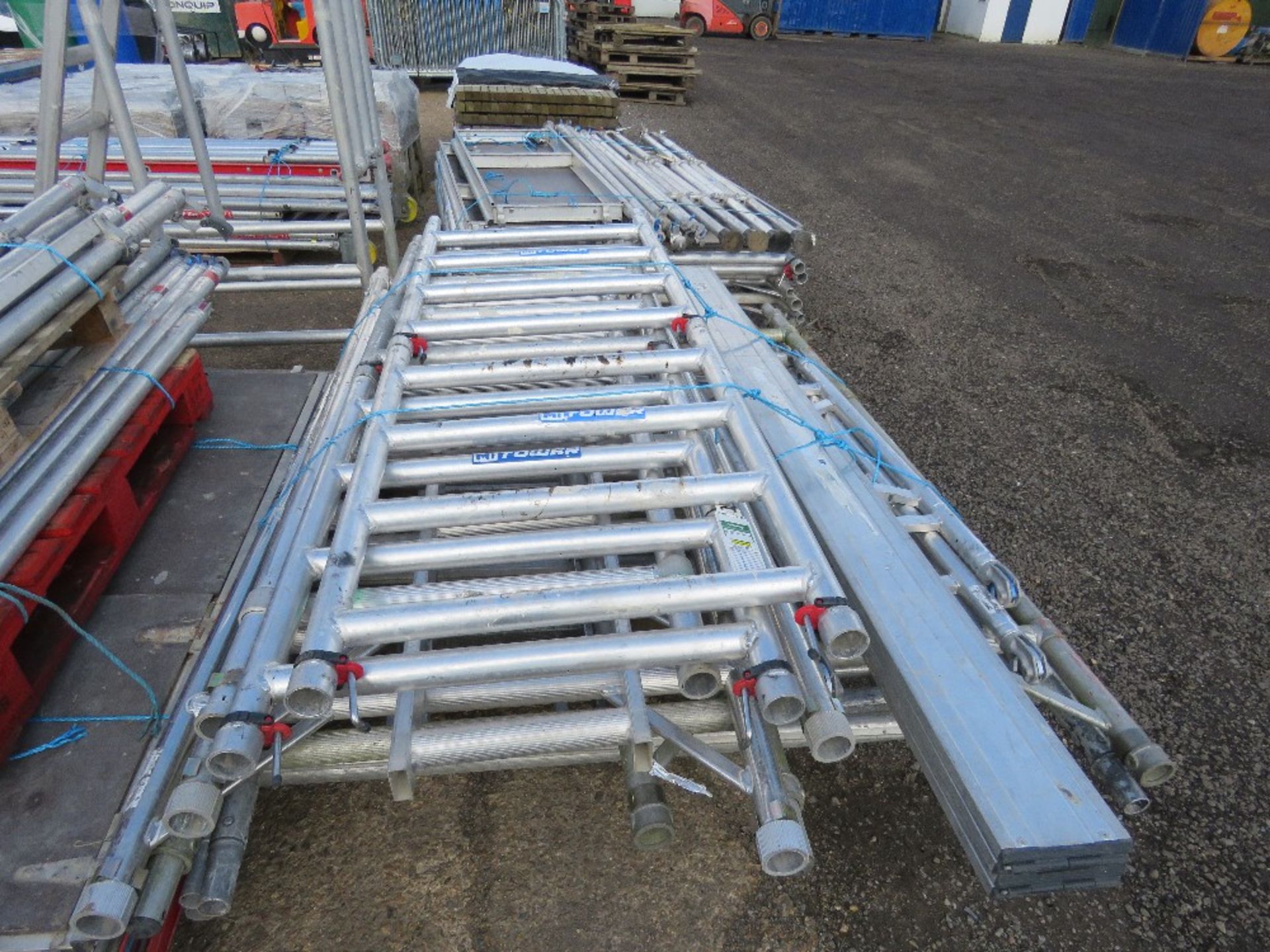 4NO PALLETS CONTAINING ASSORTED ALUMINIUM SCAFFOLD TOWER PARTS INCLUDING FRAMES, BOARDS, LEGS AND PO - Image 8 of 14