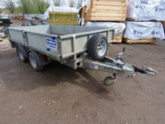IFOR WILLIAMS LM105G DROP SIDE TWIN AXLED TRAILER, YEAR 2017 APPROX. WITH RAMPS AND HITCH KEY. DIREC