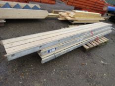3 X ALUMINIUM FRAMED STAGING BOARDS, 10-12FT LENGTH APPROX.