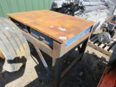 HEAVY DUTY WORKSHOP FABRICATION TABLE, 3FT HEIGHT APPROX. CONTAINS 2NO. ENGINEER'S SURFACE PLATES