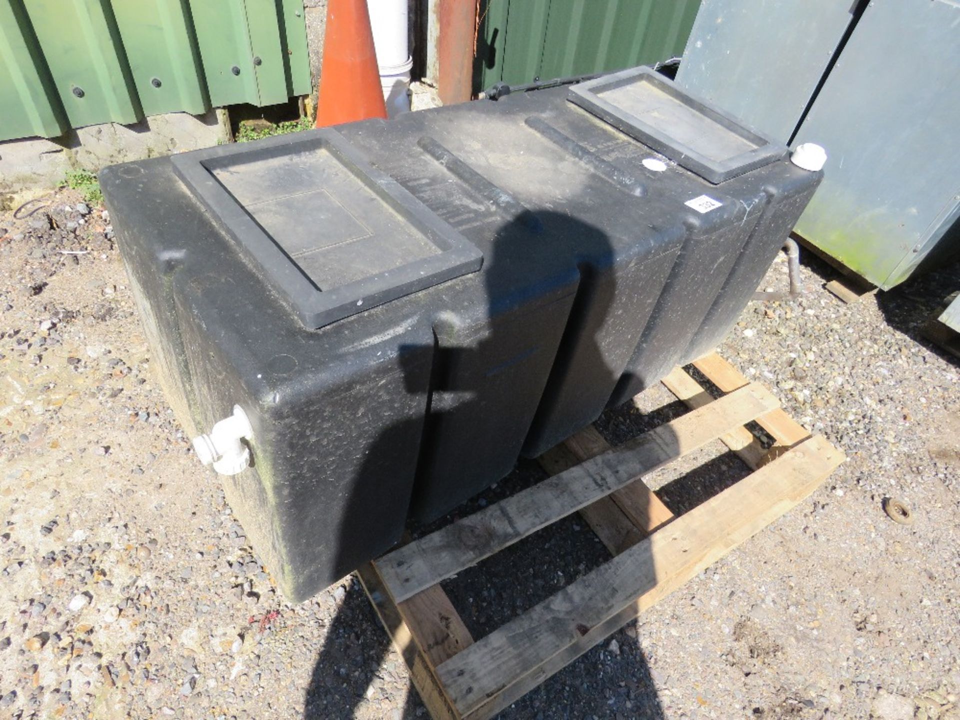 BLACK PLASTIC WATER TANK: 46X19X19" APPROX. THIS LOT IS SOLD UNDER THE AUCTIONEERS MARGIN SCHEME