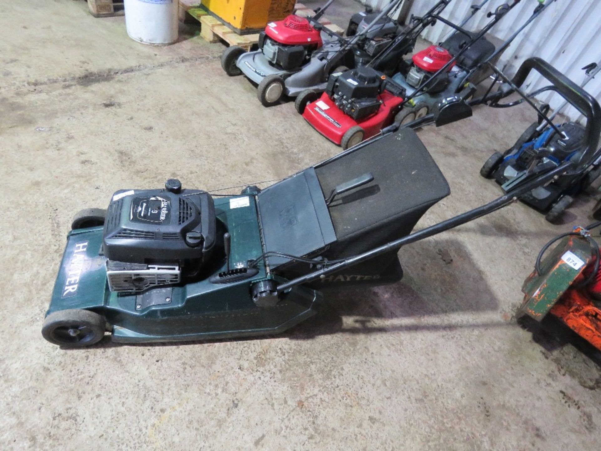 HAYTER HARRIER ROLLER PETROL ENGINED LAWN MOWER, WITH COLLECTOR. THIS LOT IS SOLD UNDER THE AUCTI