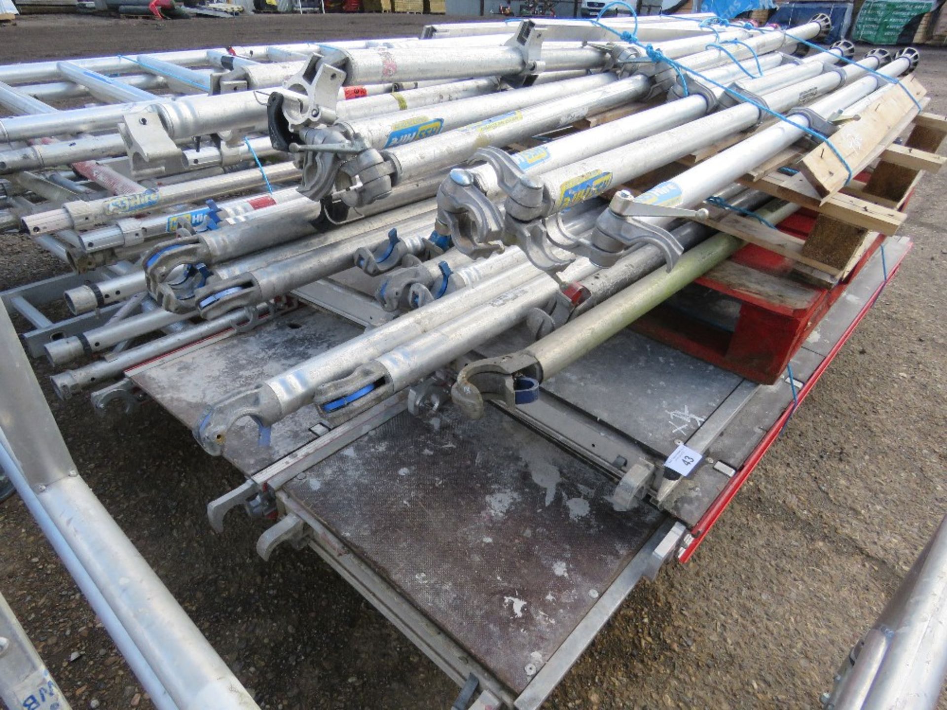 4NO PALLETS CONTAINING ASSORTED ALUMINIUM SCAFFOLD TOWER PARTS INCLUDING FRAMES, BOARDS, LEGS AND PO - Image 13 of 14