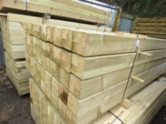 PACK OF 50NO HEAVY DUTY TIMBER FENCE POSTS, TREATED, 100MM X 100MM @ 2.3M LENGTH APPROX.