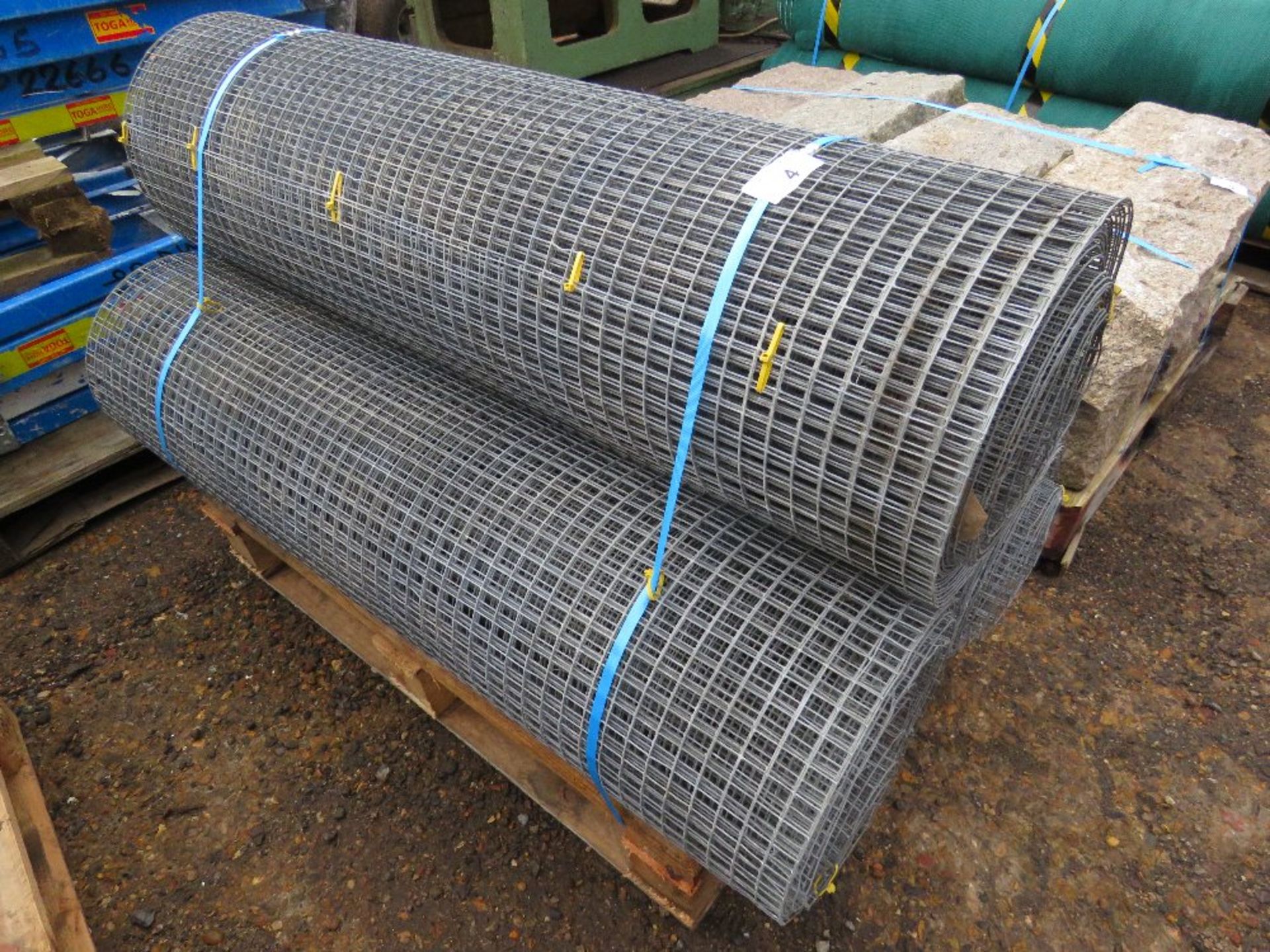 3 X ROLLS OF GALVANISED WELDMESH WIRE FENCING, 25MM SQUARES, 4FT HEIGHT APPROX.