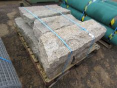 PALLET CONTAINING 7NO HEAVY GRANITE KERB STONES.