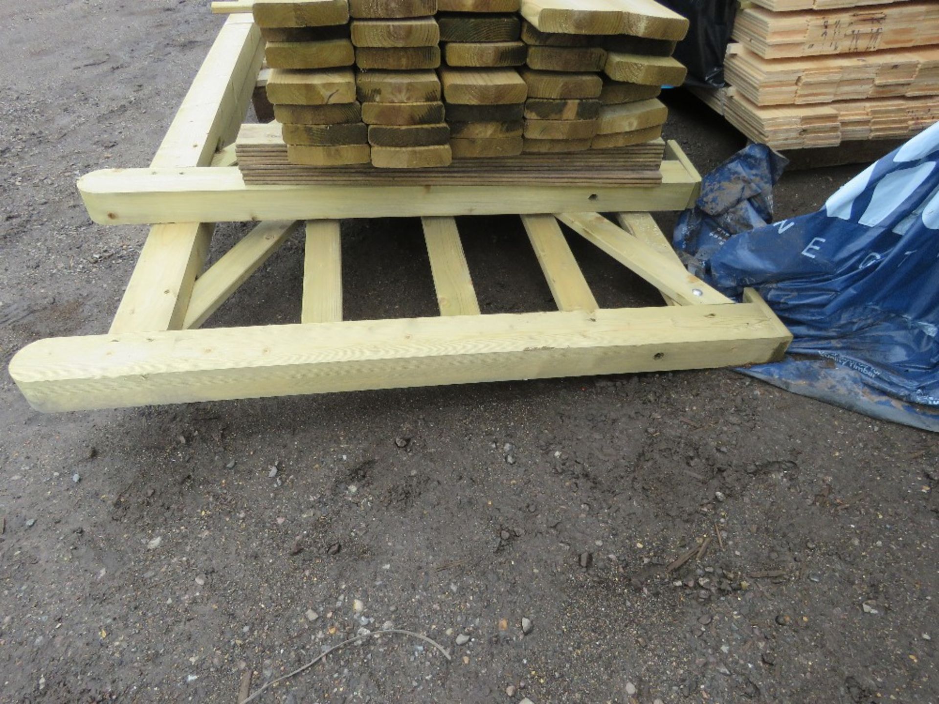 2 X WOODEN FIELD GATES: 3.3M AND 4.2M LENGTH APPROX. - Image 3 of 4