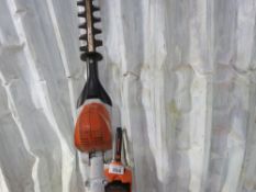 2 X STIHL BATTERY POWERED HEDGE CUTTERS: HSA86 BATTERY POWERED HEDGE TRIMMER PLUS AN HLA65 POLE HEDG
