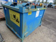 EMPTEEZY FORKLIFT MOUNTED BOTTOM EMTYING SKIP, 1250KG RATED CAPACITY. LIGHT WEIGHT PREVIOUS USEAGE.