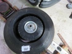 2 X SACK BARROW WHEELS/TYRES PLUS AN UNUSED 15570R12C TYRE. THIS LOT IS SOLD UNDER THE AUCTIONEERS