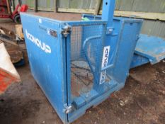 CONQUIP 2 TONNE RATED CRANE FORKS WITH EQUIPMENT TRANSPORT SKIP/STILLAGE CONTAINER WITH DROP RAMP,