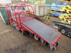 5 X HEAVY DUTY WAREHOUSE / GARDEN CENTRE TROLLEYS, INTER LOCKING. THIS LOT IS SOLD UNDER THE AUC